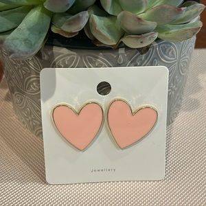 Blush Pink enamel heart earrings Stainless Steel Post earrings brand new in wrap